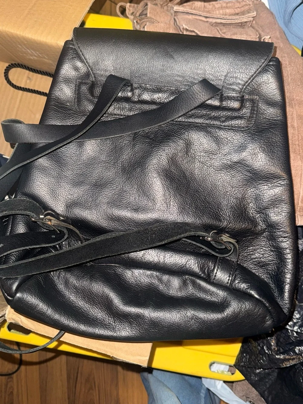 Harley-Davidson Black Leather Backpack with Embossed Shield